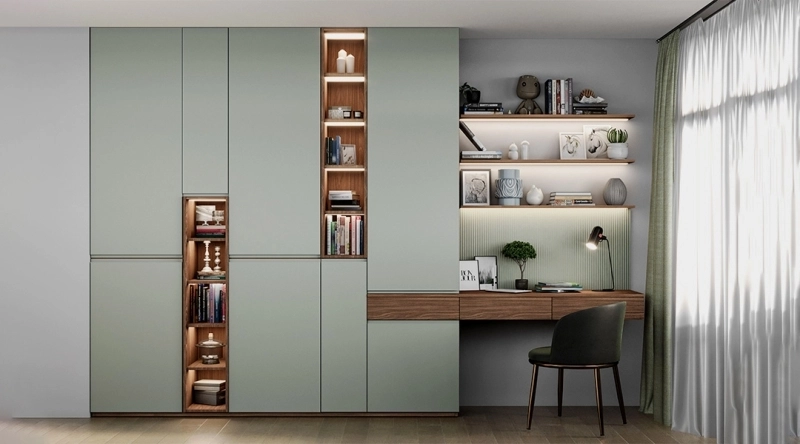 Шкаф с открытыми полками и рабочей зоной JULIA