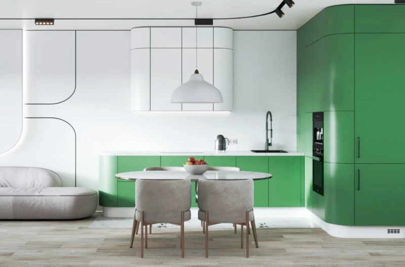 Радиусные фасады на кухне